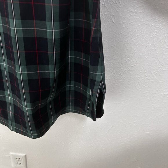 Talbots Green Plaid  Popover Top Blouse Rhinestone Buttons Non-Iron Shirt 22WP - Picture 6 of 13